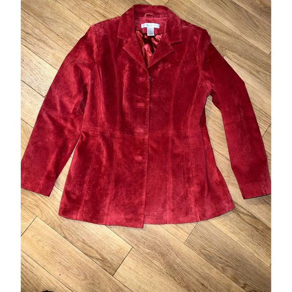 Pursuits Ltd. Womens Red Suede Leather Blazer - Size M - Picture 1 of 4